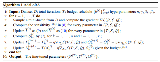 图2.3 AdaLoRA伪代码示意图