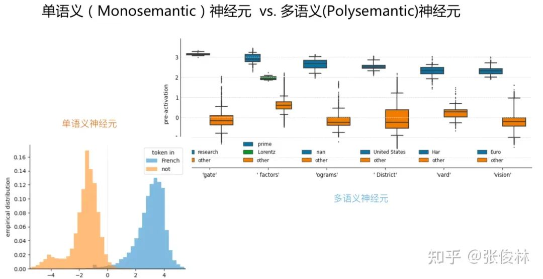 图3.1 单语义神经元与多语义神经元示意图
